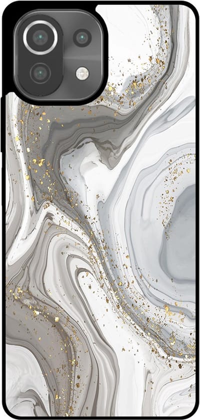 Smartphonica Telefoonhoesje Geschikt voor Xiaomi 11 Lite met marmer opdruk - TPU backcover case marble design - Zilver geschikt voor Xiaomi 11 Lite