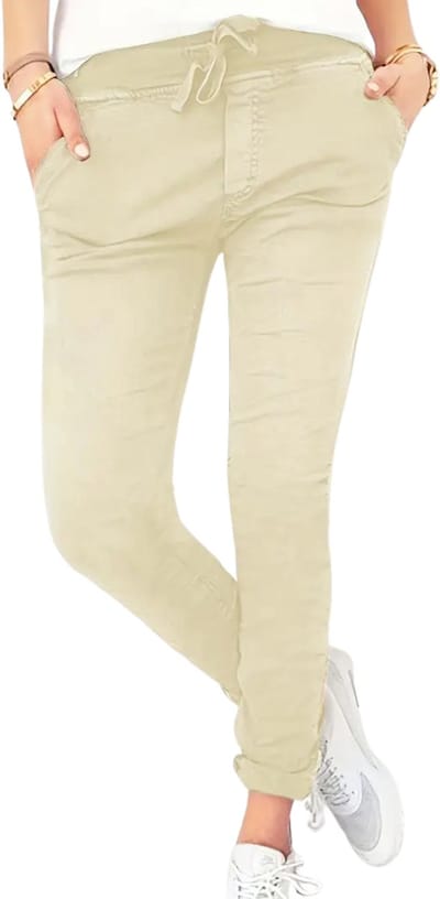 Livano Pantalon Dames - Chino - Golfbroek - Nette Broek - Met Elastische Tailleband - Volwassenen - Abrikoos - S