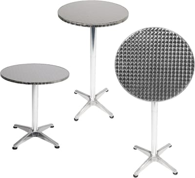 Inklapbare Bistro Statafel Ø 60 cm Verstelbaar van H70 tot H110 cm Zilver