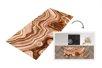 Keukenloper - Loper keuken - Marmer - Goud - Patroon - 120x50 cm - Keukenloper vinyl
