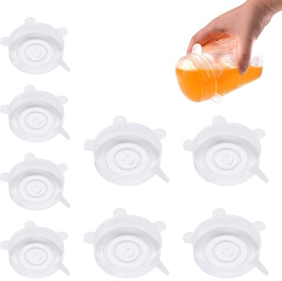 BRENZOOS- Siliconen Deksels - 8 Stuks - Rekbaar - Transparant - Voedselopslag - Airtight Seal - Duurzaam Materiaal - Dekselset