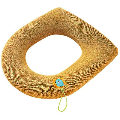 Coussin de Couvercle de Siège de Toilette Universel Quatre Saisons Épaissi Couvercle de Toilette Style Tricoté Lavable Coussin de Toilette Accessoires de Salle de Bain jaune