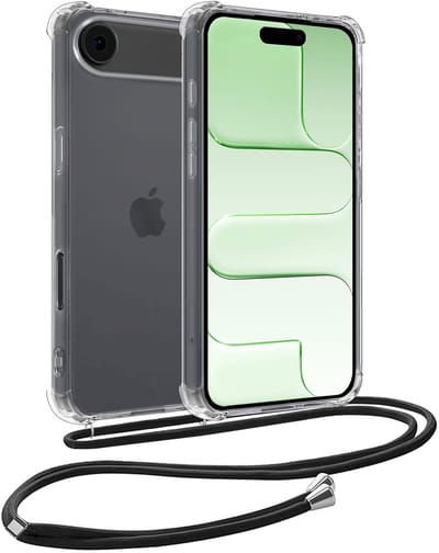 Hoesje Geschikt voor Apple iPhone Air - Met Koord - Shock Proof - Siliconen Case - Back Cover - Telefoonkoord - Telefoon Hoes Shockproof - Telefoonketting - Transparant