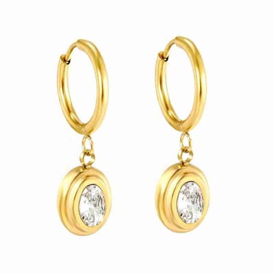 WeLoveSilver - gouden oorringen met kristal - chirurgisch staal - 25mm