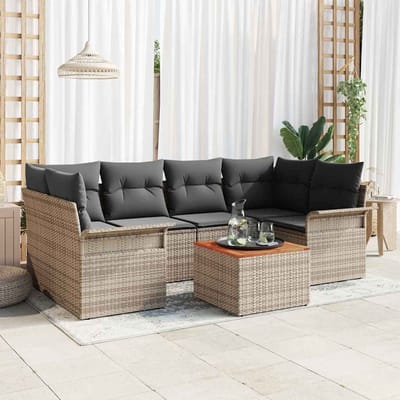 vidaXL - Tuinbank - Set - 7 - st - Grijs - poly - rattan