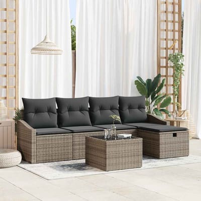 vidaXL - Bankstel - 5 - st - poly - rattan