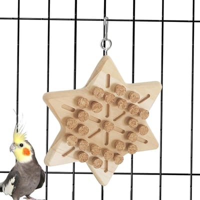 Vogel Speelgoed - Kauwspeelgoed Papegaai - Snavel Verzorging - Natuurlijk Kurk Materiaal - 15 cm Lengte - Houtkleur