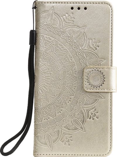 Shop4 - Geschikt voor Xiaomi 12 Hoesje - Wallet Case met Pasjeshouder Mandala Patroon Goud