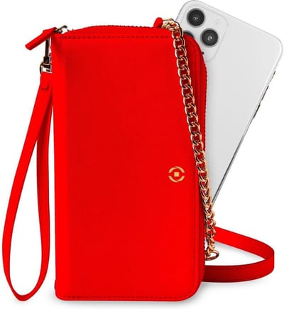 Celly Venere Telefoontasje - Geschikt voor toestellen tot 6.5" - Kunstleer - Pasjeshouder - Rood