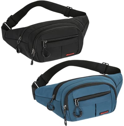 Dailygoods - 2 waterdichte sporttassen, verstelbare portemonnee voor dames en heren, schoudertas met ritssluiting voor hardlopen, wandelen, kamperen en outdoor-reizen, modieuze heuptas van nylon, Set B, simple