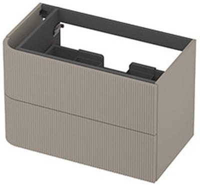 INK - Links Afgeronde Onderkast Gelakt 2 Laden Softclose met Gefreesd Front Tbv Grepen - 800x450x520 Mm - Mat Creme Cotton