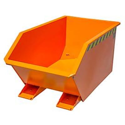 Bauer GU-E 300 kipcontainer, met zeefplaat & aftapkraan, olie-/waterdicht, geschikt voor vorkheftrucks, B 680 x D 1440 x H 580 mm, geel-oranje RAL 2000