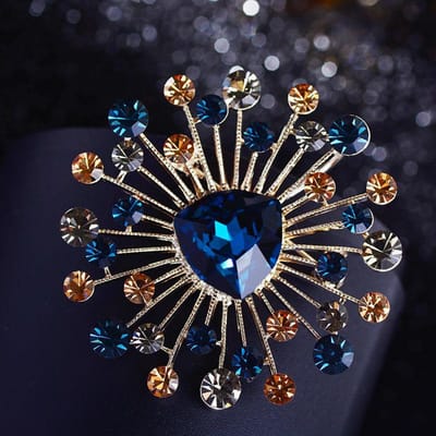 Dames Heren Mode Schitterende Boetiek Kristal Vuurwerk Speldjes Broche Exquise Unisex Strass Feest Bruiloft Pin Voor Dame gray