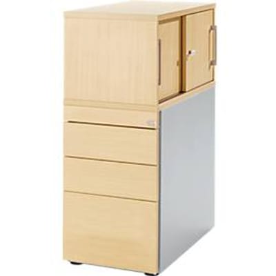 Schäfer Shop Genius zuil met aanbouwkast incl. schuifdeur, volledig afsluitbaar, zijdelingse greepgleuf, ahorn