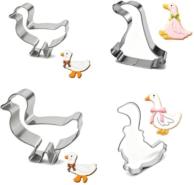 Dailygoods - Set van 4 uitsteekvormen voor koekjes, dieren, bakgerei van roestvrij staal voor verschillende levensmiddelen, twee verschillende vormen, kerstbakken