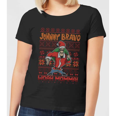 Johnny Bravo Kerstmis Dames T-Shirt - Zwart - 3XL