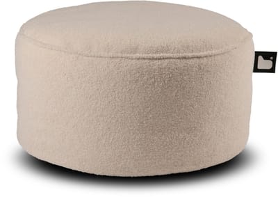 Extreme Lounging - b-poufe teddy - poef rond - voor binnen - zacht & comfortabel - 60x40cm - ivory