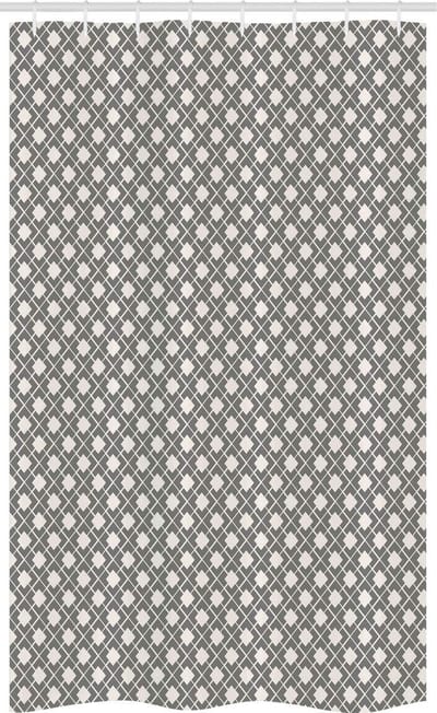 ABAKUHAUS Abstracte douchegordijn – Lattice Kunst, 120 x 180 cm, koksgrijs en eierschaal