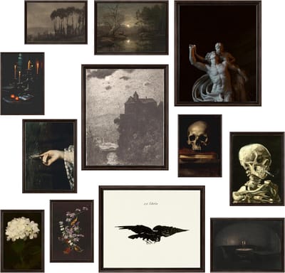 Wanddecoratie Set - Esthetische Prints - Sfeervolle Kamer - Unieke Goth Stijl - 15 x 10 cm - Donker