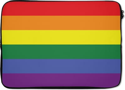 Laptophoes 13 inch - Regenboog Vlag - Pride Vlag - Love - Laptop sleeve - Binnenmaat 32x22,5 cm - Zwarte achterkant