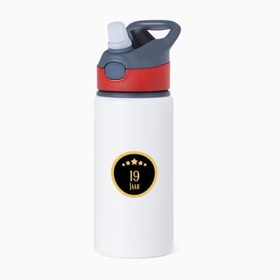 Hacebo® - 19 jaar waterfles met rietje rood - iemand die 19 jaar is geworden of 19 jaar lang een relatie hebben of getrouwd zijn - verjaardagscadeau - verjaardag - cadeau - kado - geschenk - gift - relatie - trouwdag - water fles - 650ML