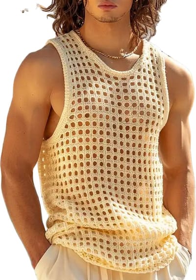 Heren Zomer Hemd Doorschijnend - Fashion - Mesh - Festival - Feest - Strand