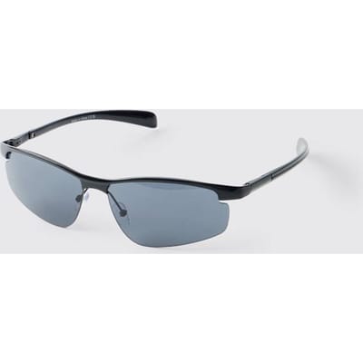Metalen Omrande Wrap-around Zonnebril | Black