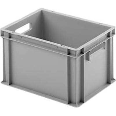 Ringoplast kunststof krat serie Unista M235, door handgrepen, gladde bodem, L 400 x B 300 x H 235 mm, grijs