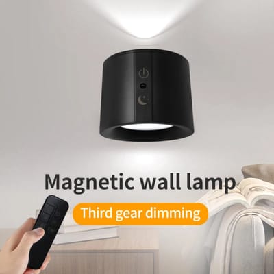 Oplaadbaar Wandlamp Voor Binnen – Zwart - 2 Zijdige Verlichting - 2500mAh - Draadloos & Dimbaar - Magnetisch afneembaar – Met Luxe Afstandsbediening & Touch Control – 3 Kleuren