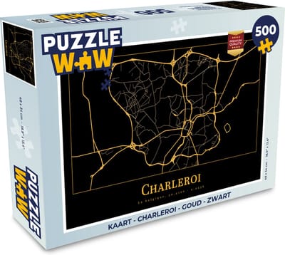 Puzzel Kaart - Charleroi - Goud - Zwart - Legpuzzel - Puzzel 500 stukjes