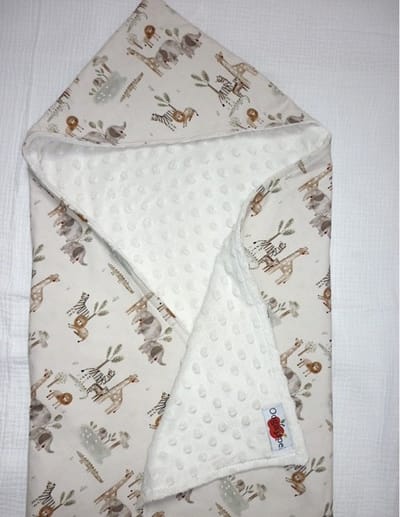 Oogappel Wildlife Jersey met Minky Fleece Wikkeldeken Wikkeldoek Omslagdoek Baby 75x75 cm-Beige