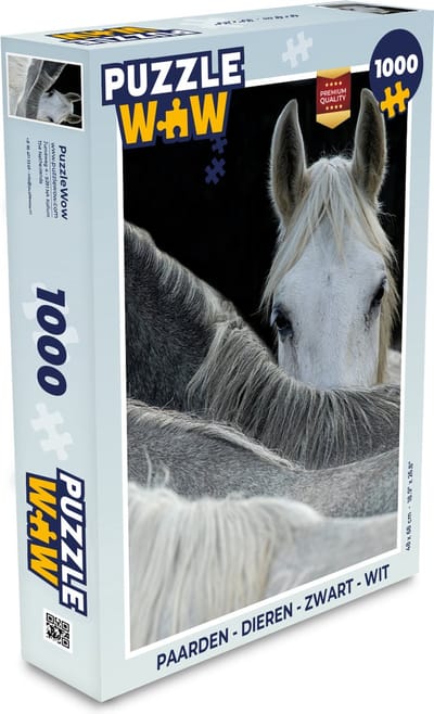 Puzzel Paarden - Dieren - Zwart - Wit - Legpuzzel - Puzzel 1000 stukjes volwassenen