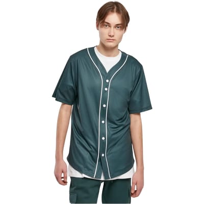 Urban Classics - Baseball Mesh Jersey Shirt - M - Groen/Wit