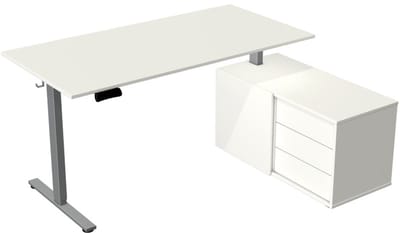 Elektrisch Zit-Sta Bureau met Sideboard Move New Base 160x80 Wit