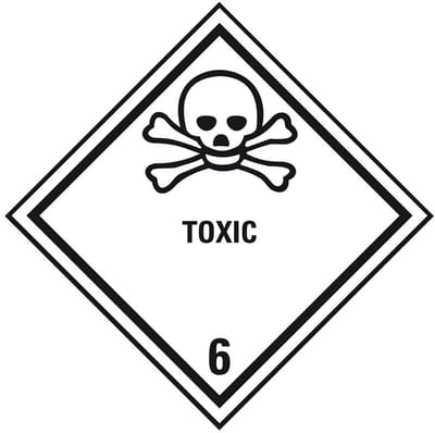 ADR klasse 6.1 sticker giftig met tekst 50 x 50 mm - 10 stuks per kaart
