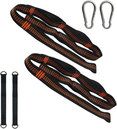 Hammock Bevestigingsset met Hangriemen, 300 kg Draagvermogen, Ideaal voor Camping en Outdoor Activiteiten, Inclusief 2 Carabiners en Hammock Touwen voor Comfortabele Swingervaring