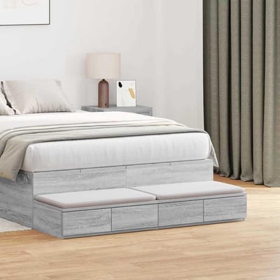 Bedlades set - Opbergers slaapkamer - Ruime opslag - Push-open functie - 120 cm breed - Grijs Sonoma
