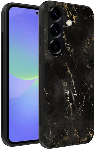 Smartphonica Telefoonhoesje Geschikt voor Samsung Galaxy A36 met marmer opdruk - TPU backcover case black marble design - Zwart geschikt voor Samsung Galaxy A36