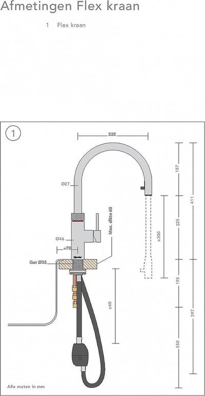 Quooker® PRO3 Flex Zwart
