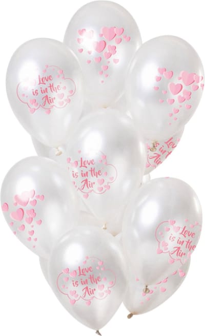 Folat - Ballonnen 'Love is in the air' Metallic 30cm - 12 stuks - Valentijnsdag versiering - Valentijnsdag cadeau - valentijnsdag