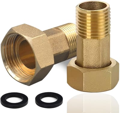 JHUBERS- Schroefverbinding Set van 2 - Messing Watermeterfittingen - 3/4 Inch Buitendraad - 1 Inch Binnendraad - Ø 25 mm/Ø 32 mm - Voor Leidingsystemen - Fitting
