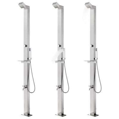 vidaXL - Buitendouche - met - grijze - basis - 225 - cm - roestvrij - staal