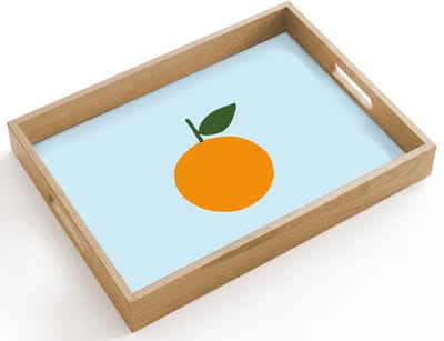 Dienblad hout 40x30 cm - Schootdienblad - Fruit - Sinaasappel - Oranje - Borrelplank rechthoek - Plateau dienbladen