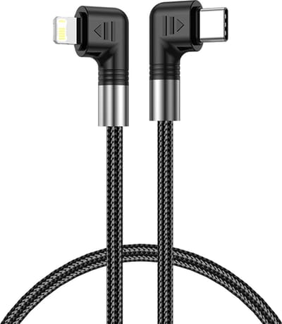 8-Pin naar USB-C - 2 meter - 30W - adapter connector oplader voor iPhone en iPad - Haakse hoek - geschikt voor Lightning - Zwart - Provium