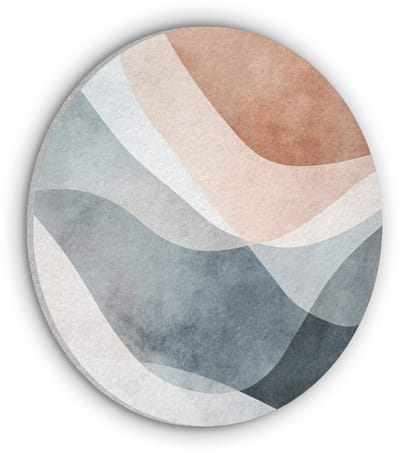 Akoestisch wandpaneel rond 50x50 cm - Vilt schilderij Abstract - Golven - Blauw - Ronde akoestische panelen - Geluidsdempende wanddecoratie - Geluidsisolatie wandcirkel - Muurdecoratie geluidspanelen