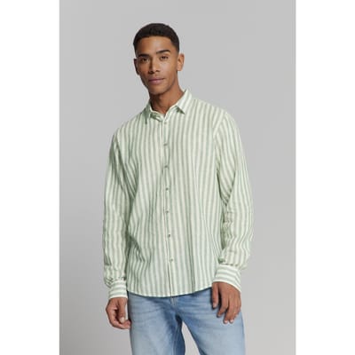 No Excess Shirt Verical Big Stripes With Linen Green Größe: XL | Casual hemden Outlet | Herren | Grün