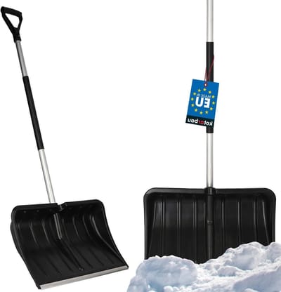 Sneeuwschop - Schop met steel - Opritten Sneeuwvrij Maken - Verstevigd Plastic Bord - 54 cm Breed - Zwart