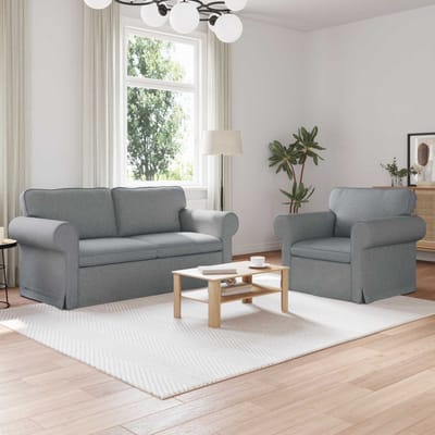 vidaXL Bankstel 2 pcs Lichtgrijs 175 x 82 x 80 cm Stof