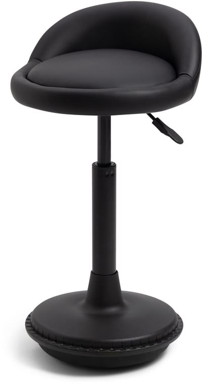 Wobblez® Settle Wiebelkruk met rugsteun - in hoogte verstelbare bureaukruk van 40-60 cm - Zwarte zitting Zwart frame
