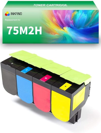 INKFIND 75M2H Zwart/Cyaan/Magenta/Geel tonercartridge compatibel met Lexmark 75M2HK0 75M2HC0 75M2HM0 75M2HY0 geschikt voor Lexmark CS531dw/CX532adwe - 4-pack BK/C/M/Y